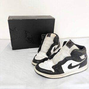 Air Jordan 1 Mid SE Panda Elephant Size 10.5 Black White Elephant Print Sneakers